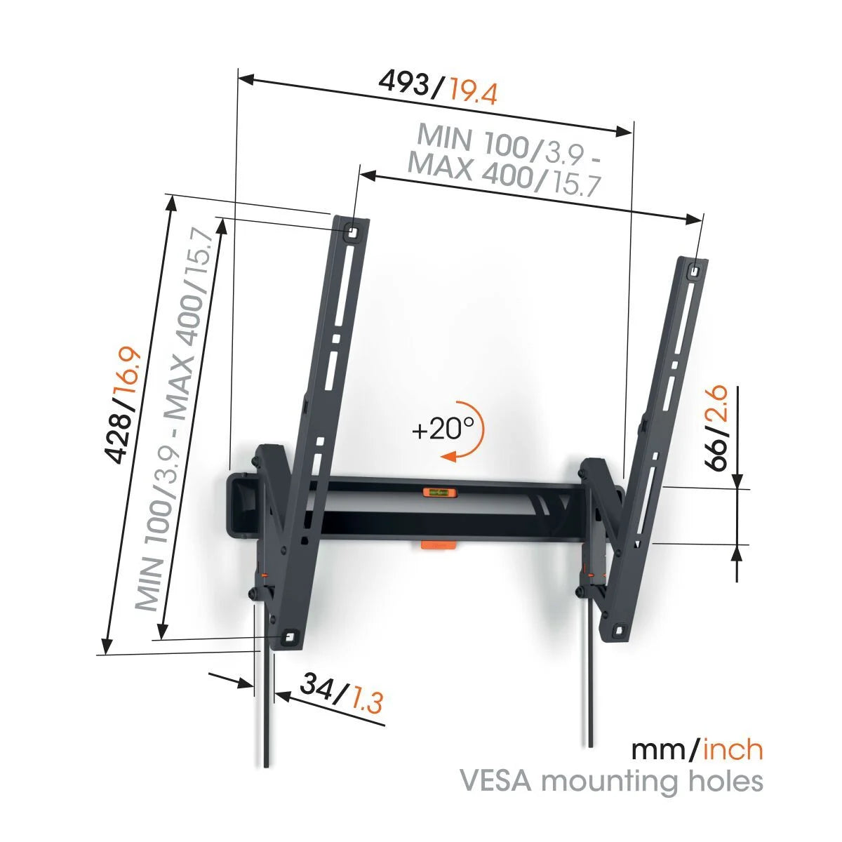Vogel's TVM 3415 Veggfeste med tilt, 32-77"
