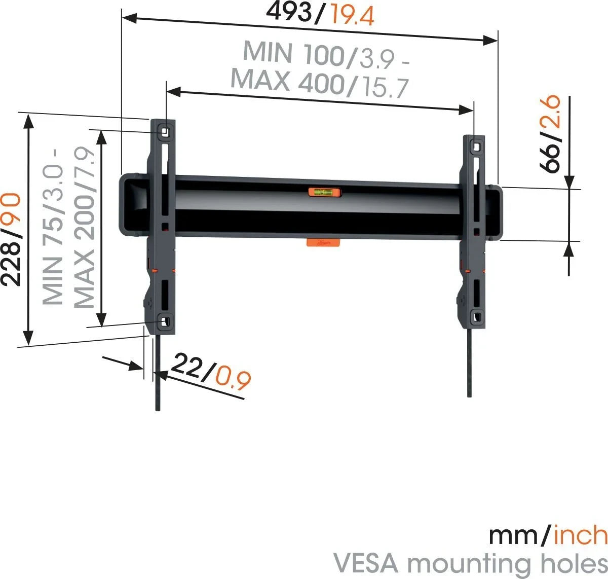 Vogel's TVM 3405 SP Veggfeste flatt, 32-77"